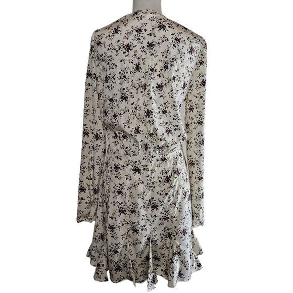 Veronica Beard Riggins Floral Silk Crepe Flounce Mini Dress Beige 4 NWT - Picture 3 of 10